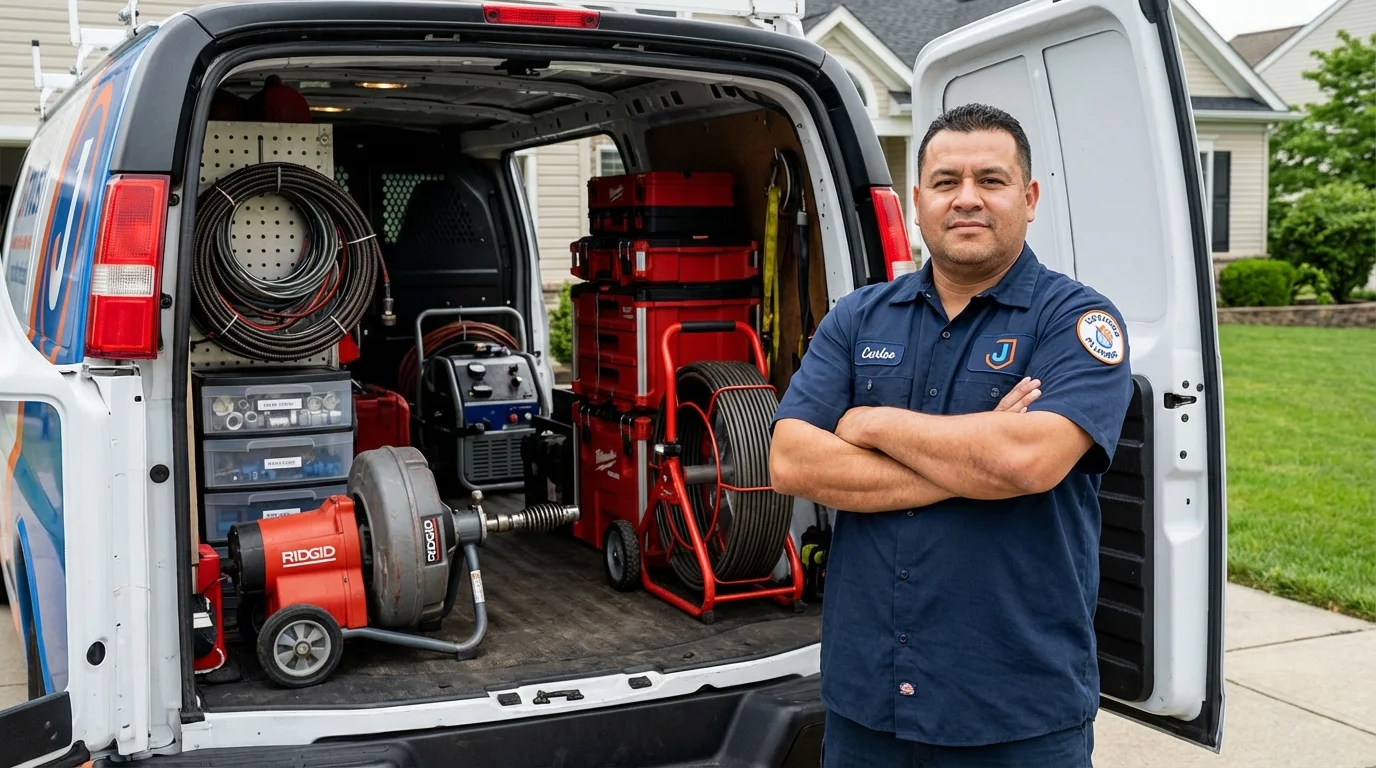 Professional drain cleaning equipment and Johns Plumbing LLC plumber in Bargersville