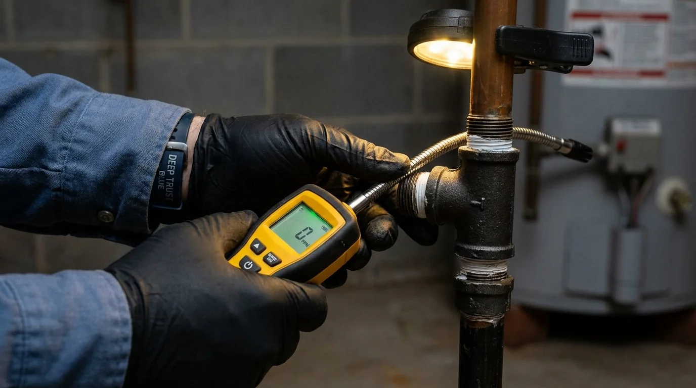 Gas leak detection with electronic sniffer by Johns Plumbing LLC in Bargersville